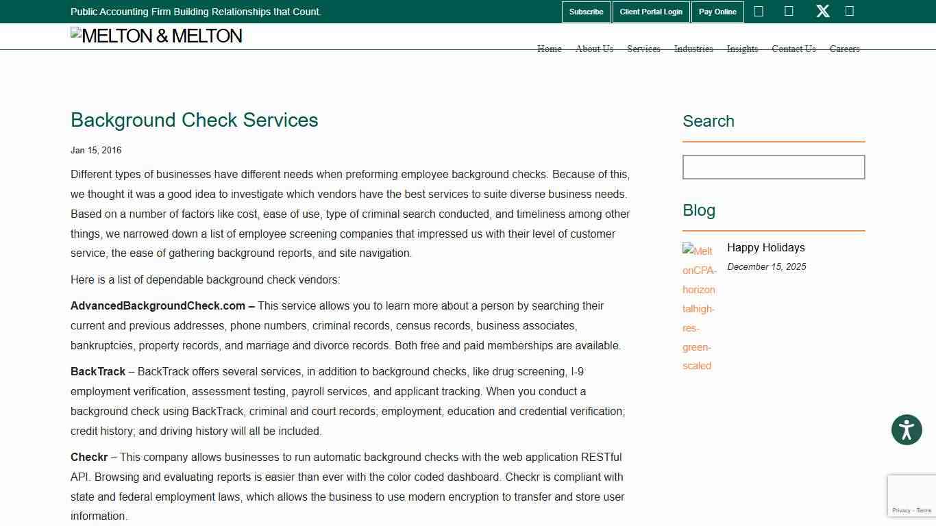 Background Check Services Melton & Melton